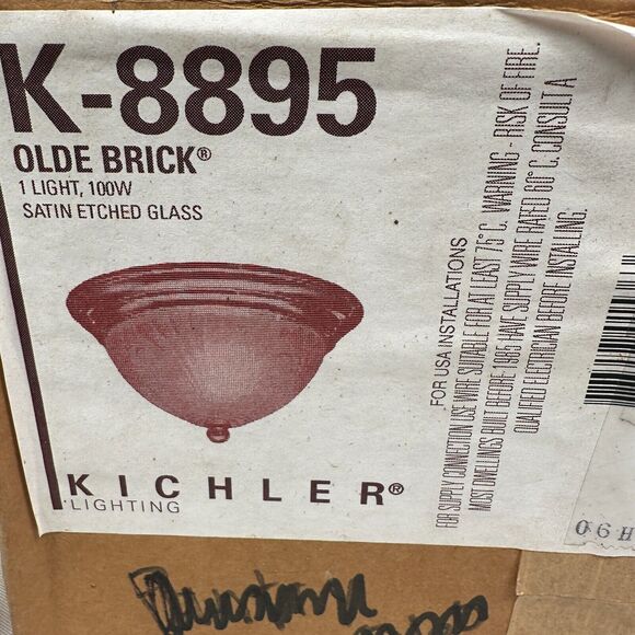 Kichler Lighting Ceiling Light K-8895 Olde Brick Satin Glass Flush New READ - Picture 7 of 9